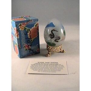 Decorative‎ Chinese Reverse Handpainted Glass Egg-Storks Design